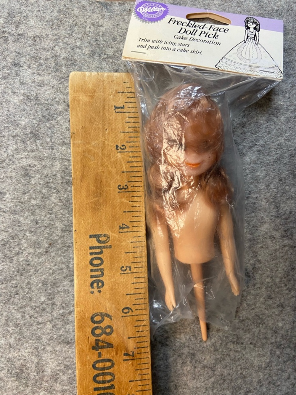 Wilton Freckled-Face Doll Pick Cake Topper - Peach Skin with Brown Hair